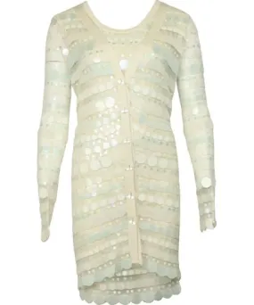 Zac Posen Sequined Cardigan with Dress in Cream Silk